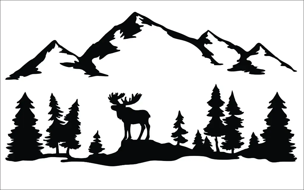 Grand sticker Montagne noir